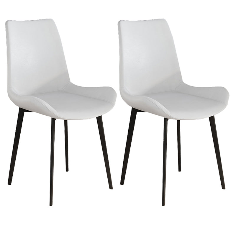 Leather Contemporary Restaurant Side Chair Parsons Matte Finish Dining Chair with Black Legs White 2 Piece Set Clearhalo ' kitchen&dining_furn' 'Dining Chairs' 'Dining Tables & Seating' 'dining_chair' 'furn' 'furn_dining_chair' 'Furniture' 'furniture_dining_chair' 'Kitchen & Dining Furniture' 'kitchen' 3741347