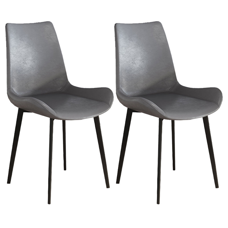 Leather Contemporary Restaurant Side Chair Parsons Matte Finish Dining Chair with Black Legs Grey 2 Piece Set Clearhalo ' kitchen&dining_furn' 'Dining Chairs' 'Dining Tables & Seating' 'dining_chair' 'furn' 'furn_dining_chair' 'Furniture' 'furniture_dining_chair' 'Kitchen & Dining Furniture' 'kitchen' 3741350