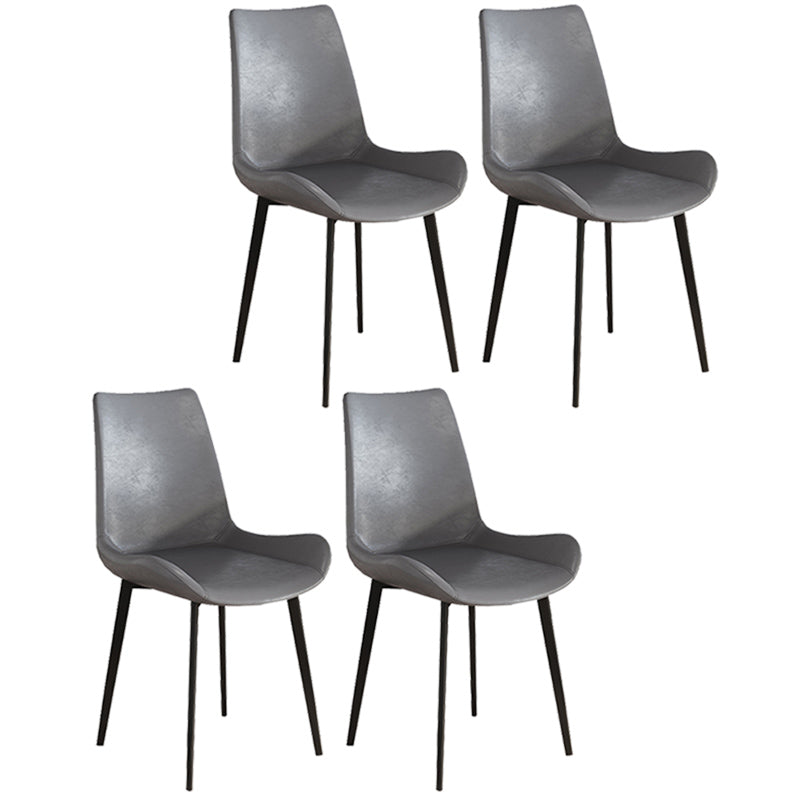 Leather Contemporary Restaurant Side Chair Parsons Matte Finish Dining Chair with Black Legs Grey 4 Piece Set Clearhalo ' kitchen&dining_furn' 'Dining Chairs' 'Dining Tables & Seating' 'dining_chair' 'furn' 'furn_dining_chair' 'Furniture' 'furniture_dining_chair' 'Kitchen & Dining Furniture' 'kitchen' 3741351
