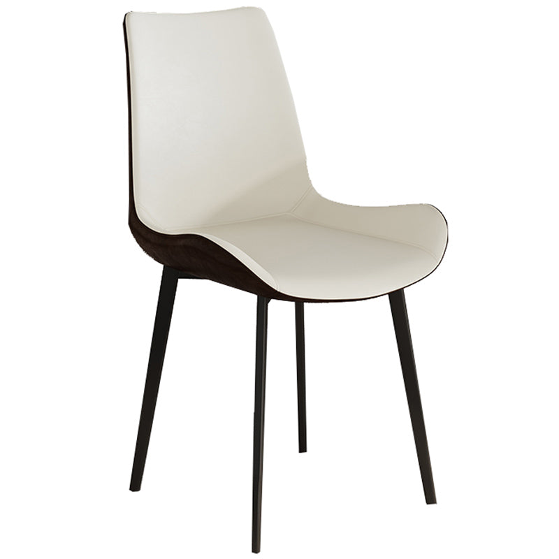 Leather Contemporary Restaurant Side Chair Parsons Matte Finish Dining Chair with Black Legs Gloss White 1 Piece Clearhalo ' kitchen&dining_furn' 'Dining Chairs' 'Dining Tables & Seating' 'dining_chair' 'furn' 'furn_dining_chair' 'Furniture' 'furniture_dining_chair' 'Kitchen & Dining Furniture' 'kitchen' 3741352