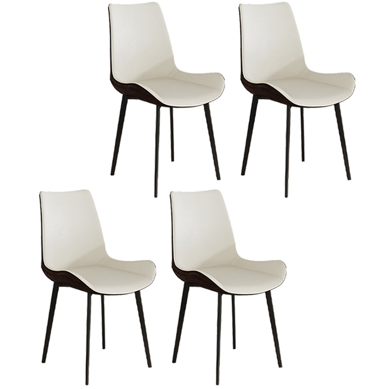 Leather Contemporary Restaurant Side Chair Parsons Matte Finish Dining Chair with Black Legs Gloss White 4 Piece Set Clearhalo ' kitchen&dining_furn' 'Dining Chairs' 'Dining Tables & Seating' 'dining_chair' 'furn' 'furn_dining_chair' 'Furniture' 'furniture_dining_chair' 'Kitchen & Dining Furniture' 'kitchen' 3741354