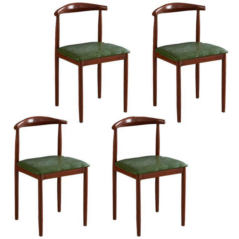 Contemporary Style Metal Kitchen Chairs Set Open Back Side PU Leather Chair Blackish Green 4 Piece Set Walnut Clearhalo ' kitchen&dining_furn' 'Dining Chairs' 'Dining Tables & Seating' 'dining_chair' 'furn' 'furn_dining_chair' 'Furniture' 'furniture_dining_chair' 'Kitchen & Dining Furniture' 'kitchen' 3741356