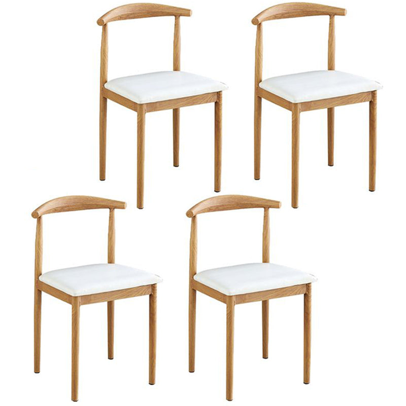 Contemporary Style Metal Kitchen Chairs Set Open Back Side PU Leather Chair White 4 Piece Set Natural Wood Clearhalo ' kitchen&dining_furn' 'Dining Chairs' 'Dining Tables & Seating' 'dining_chair' 'furn' 'furn_dining_chair' 'Furniture' 'furniture_dining_chair' 'Kitchen & Dining Furniture' 'kitchen' 3741359