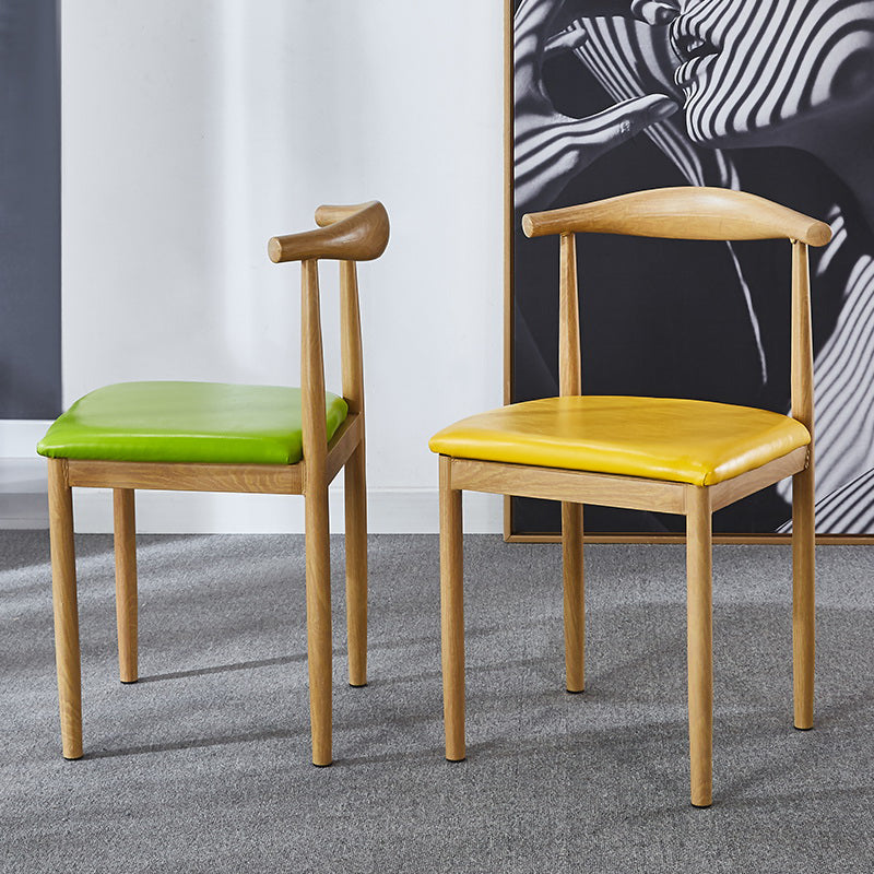 Contemporary Style Metal Kitchen Chairs Set Open Back Side PU Leather Chair Clearhalo ' kitchen&dining_furn' 'Dining Chairs' 'Dining Tables & Seating' 'dining_chair' 'furn' 'furn_dining_chair' 'Furniture' 'furniture_dining_chair' 'Kitchen & Dining Furniture' 'kitchen' 3741360