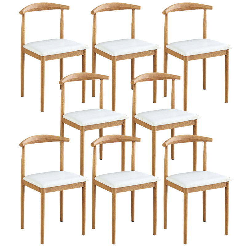 Contemporary Style Metal Kitchen Chairs Set Open Back Side PU Leather Chair White 8 Piece Set Natural Wood Clearhalo ' kitchen&dining_furn' 'Dining Chairs' 'Dining Tables & Seating' 'dining_chair' 'furn' 'furn_dining_chair' 'Furniture' 'furniture_dining_chair' 'Kitchen & Dining Furniture' 'kitchen' 3741361