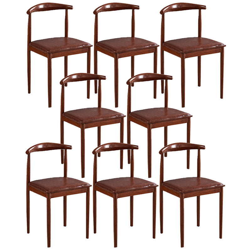 Contemporary Style Metal Kitchen Chairs Set Open Back Side PU Leather Chair Brown 8 Piece Set Walnut Clearhalo ' kitchen&dining_furn' 'Dining Chairs' 'Dining Tables & Seating' 'dining_chair' 'furn' 'furn_dining_chair' 'Furniture' 'furniture_dining_chair' 'Kitchen & Dining Furniture' 'kitchen' 3741366