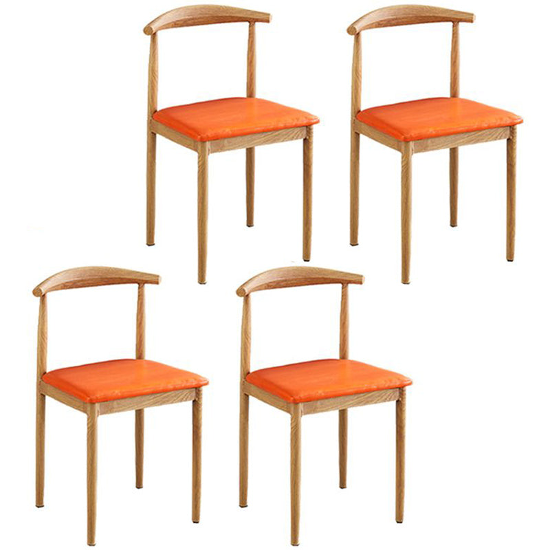 Contemporary Style Metal Kitchen Chairs Set Open Back Side PU Leather Chair Orange 4 Piece Set Natural Wood Clearhalo ' kitchen&dining_furn' 'Dining Chairs' 'Dining Tables & Seating' 'dining_chair' 'furn' 'furn_dining_chair' 'Furniture' 'furniture_dining_chair' 'Kitchen & Dining Furniture' 'kitchen' 3741367