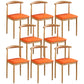 Contemporary Style Metal Kitchen Chairs Set Open Back Side PU Leather Chair Orange 8 Piece Set Natural Wood Clearhalo ' kitchen&dining_furn' 'Dining Chairs' 'Dining Tables & Seating' 'dining_chair' 'furn' 'furn_dining_chair' 'Furniture' 'furniture_dining_chair' 'Kitchen & Dining Furniture' 'kitchen' 3741370