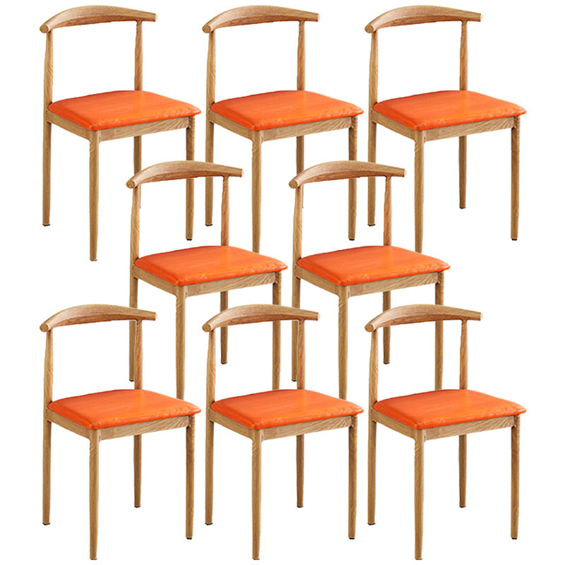 Contemporary Style Metal Kitchen Chairs Set Open Back Side PU Leather Chair Orange 8 Piece Set Natural Wood Clearhalo ' kitchen&dining_furn' 'Dining Chairs' 'Dining Tables & Seating' 'dining_chair' 'furn' 'furn_dining_chair' 'Furniture' 'furniture_dining_chair' 'Kitchen & Dining Furniture' 'kitchen' 3741370