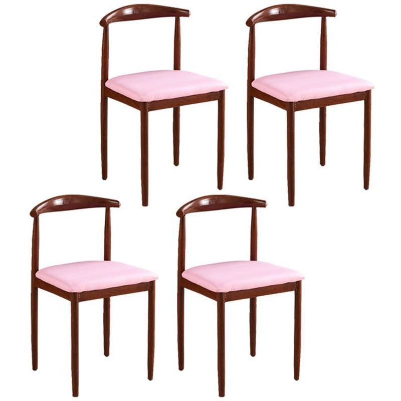 Contemporary Style Metal Kitchen Chairs Set Open Back Side PU Leather Chair Pink 4 Piece Set Walnut Clearhalo ' kitchen&dining_furn' 'Dining Chairs' 'Dining Tables & Seating' 'dining_chair' 'furn' 'furn_dining_chair' 'Furniture' 'furniture_dining_chair' 'Kitchen & Dining Furniture' 'kitchen' 3741372