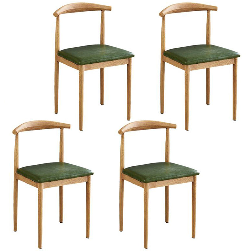 Contemporary Style Metal Kitchen Chairs Set Open Back Side PU Leather Chair Blackish Green 4 Piece Set Natural Wood Clearhalo ' kitchen&dining_furn' 'Dining Chairs' 'Dining Tables & Seating' 'dining_chair' 'furn' 'furn_dining_chair' 'Furniture' 'furniture_dining_chair' 'Kitchen & Dining Furniture' 'kitchen' 3741375