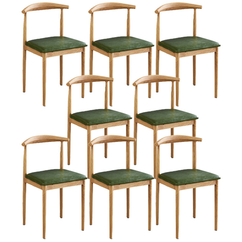 Contemporary Style Metal Kitchen Chairs Set Open Back Side PU Leather Chair Blackish Green 8 Piece Set Natural Wood Clearhalo ' kitchen&dining_furn' 'Dining Chairs' 'Dining Tables & Seating' 'dining_chair' 'furn' 'furn_dining_chair' 'Furniture' 'furniture_dining_chair' 'Kitchen & Dining Furniture' 'kitchen' 3741378