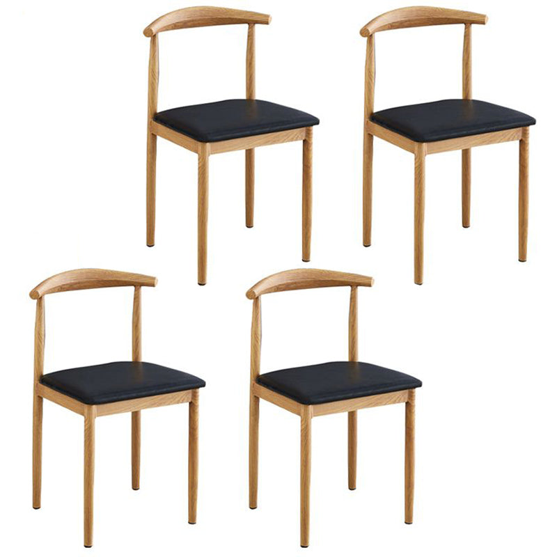 Contemporary Style Metal Kitchen Chairs Set Open Back Side PU Leather Chair Black 4 Piece Set Natural Wood Clearhalo ' kitchen&dining_furn' 'Dining Chairs' 'Dining Tables & Seating' 'dining_chair' 'furn' 'furn_dining_chair' 'Furniture' 'furniture_dining_chair' 'Kitchen & Dining Furniture' 'kitchen' 3741379