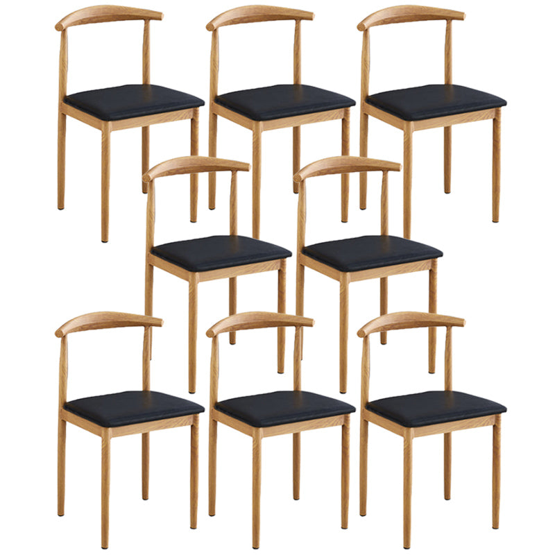 Contemporary Style Metal Kitchen Chairs Set Open Back Side PU Leather Chair Black 8 Piece Set Natural Wood Clearhalo ' kitchen&dining_furn' 'Dining Chairs' 'Dining Tables & Seating' 'dining_chair' 'furn' 'furn_dining_chair' 'Furniture' 'furniture_dining_chair' 'Kitchen & Dining Furniture' 'kitchen' 3741381