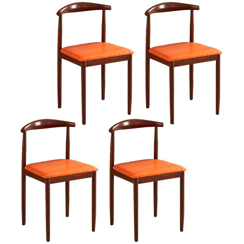 Contemporary Style Metal Kitchen Chairs Set Open Back Side PU Leather Chair Orange 4 Piece Set Walnut Clearhalo ' kitchen&dining_furn' 'Dining Chairs' 'Dining Tables & Seating' 'dining_chair' 'furn' 'furn_dining_chair' 'Furniture' 'furniture_dining_chair' 'Kitchen & Dining Furniture' 'kitchen' 3741382