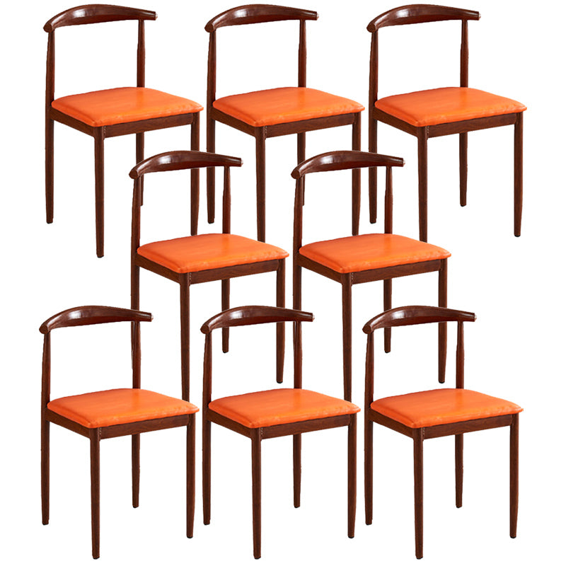 Contemporary Style Metal Kitchen Chairs Set Open Back Side PU Leather Chair Orange 8 Piece Set Walnut Clearhalo ' kitchen&dining_furn' 'Dining Chairs' 'Dining Tables & Seating' 'dining_chair' 'furn' 'furn_dining_chair' 'Furniture' 'furniture_dining_chair' 'Kitchen & Dining Furniture' 'kitchen' 3741383