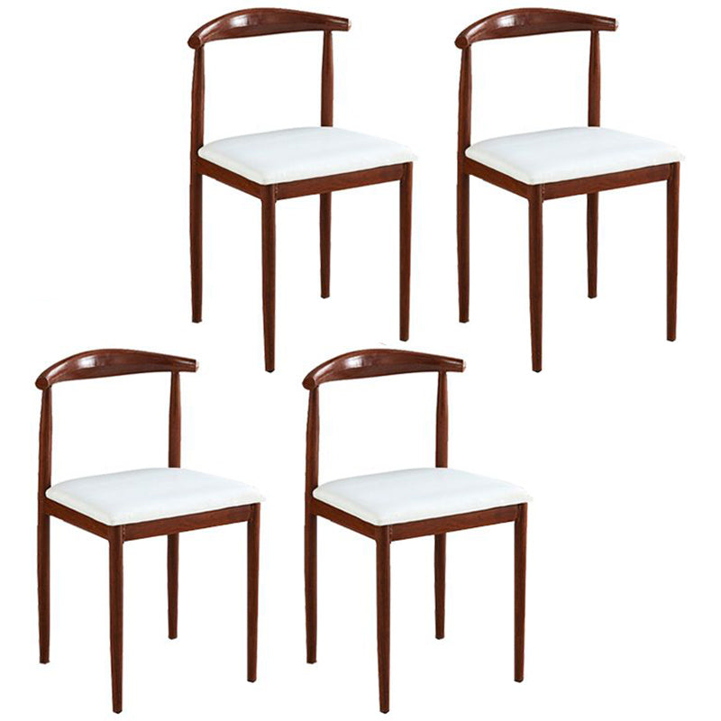 Contemporary Style Metal Kitchen Chairs Set Open Back Side PU Leather Chair White 4 Piece Set Walnut Clearhalo ' kitchen&dining_furn' 'Dining Chairs' 'Dining Tables & Seating' 'dining_chair' 'furn' 'furn_dining_chair' 'Furniture' 'furniture_dining_chair' 'Kitchen & Dining Furniture' 'kitchen' 3741384