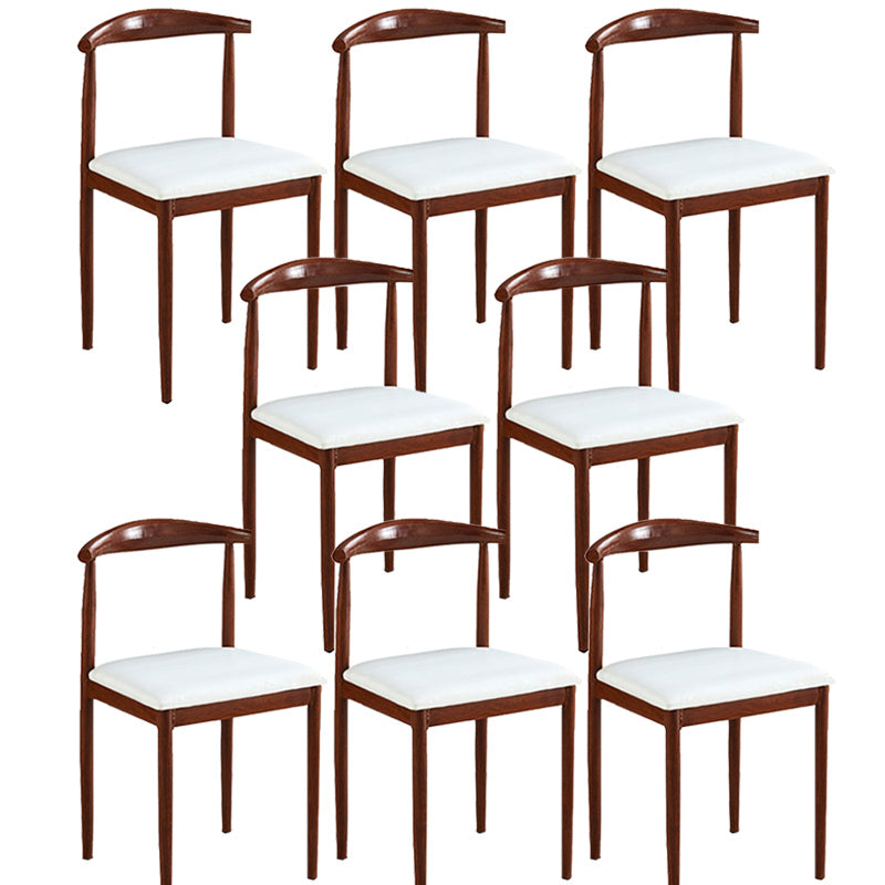 Contemporary Style Metal Kitchen Chairs Set Open Back Side PU Leather Chair White 8 Piece Set Walnut Clearhalo ' kitchen&dining_furn' 'Dining Chairs' 'Dining Tables & Seating' 'dining_chair' 'furn' 'furn_dining_chair' 'Furniture' 'furniture_dining_chair' 'Kitchen & Dining Furniture' 'kitchen' 3741385