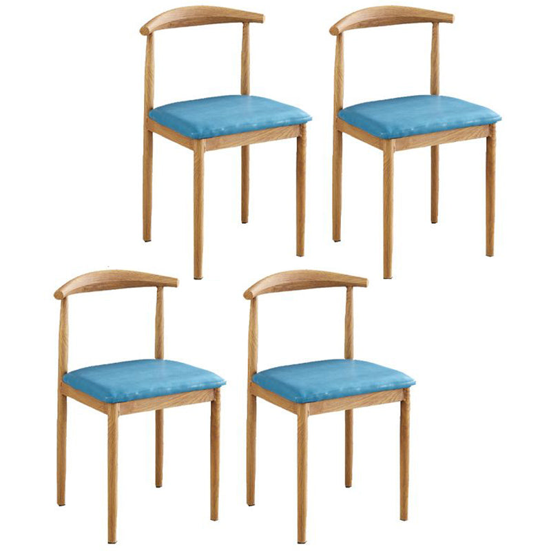 Contemporary Style Metal Kitchen Chairs Set Open Back Side PU Leather Chair Blue 4 Piece Set Natural Wood Clearhalo ' kitchen&dining_furn' 'Dining Chairs' 'Dining Tables & Seating' 'dining_chair' 'furn' 'furn_dining_chair' 'Furniture' 'furniture_dining_chair' 'Kitchen & Dining Furniture' 'kitchen' 3741386