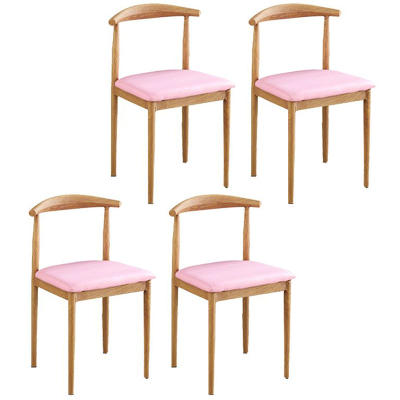 Contemporary Style Metal Kitchen Chairs Set Open Back Side PU Leather Chair Pink 4 Piece Set Natural Wood Clearhalo ' kitchen&dining_furn' 'Dining Chairs' 'Dining Tables & Seating' 'dining_chair' 'furn' 'furn_dining_chair' 'Furniture' 'furniture_dining_chair' 'Kitchen & Dining Furniture' 'kitchen' 3741388