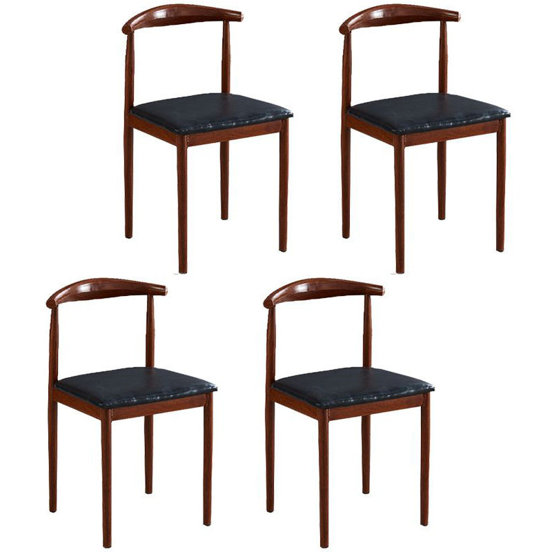 Contemporary Style Metal Kitchen Chairs Set Open Back Side PU Leather Chair Black 4 Piece Set Walnut Clearhalo ' kitchen&dining_furn' 'Dining Chairs' 'Dining Tables & Seating' 'dining_chair' 'furn' 'furn_dining_chair' 'Furniture' 'furniture_dining_chair' 'Kitchen & Dining Furniture' 'kitchen' 3741390