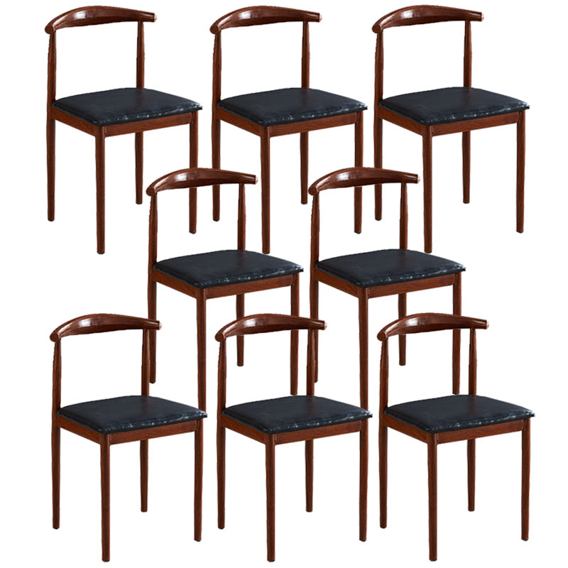 Contemporary Style Metal Kitchen Chairs Set Open Back Side PU Leather Chair Black 8 Piece Set Walnut Clearhalo ' kitchen&dining_furn' 'Dining Chairs' 'Dining Tables & Seating' 'dining_chair' 'furn' 'furn_dining_chair' 'Furniture' 'furniture_dining_chair' 'Kitchen & Dining Furniture' 'kitchen' 3741391