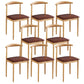Contemporary Style Metal Kitchen Chairs Set Open Back Side PU Leather Chair Brown 8 Piece Set Natural Wood Clearhalo ' kitchen&dining_furn' 'Dining Chairs' 'Dining Tables & Seating' 'dining_chair' 'furn' 'furn_dining_chair' 'Furniture' 'furniture_dining_chair' 'Kitchen & Dining Furniture' 'kitchen' 3741393
