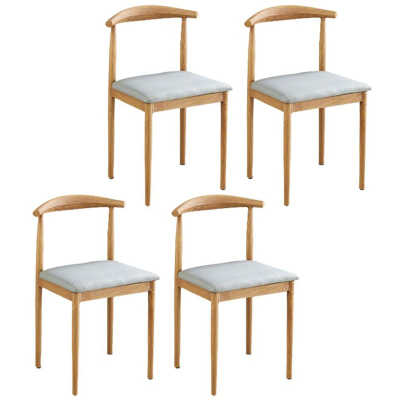 Contemporary Style Metal Kitchen Chairs Set Open Back Side PU Leather Chair Grey 4 Piece Set Natural Wood Clearhalo ' kitchen&dining_furn' 'Dining Chairs' 'Dining Tables & Seating' 'dining_chair' 'furn' 'furn_dining_chair' 'Furniture' 'furniture_dining_chair' 'Kitchen & Dining Furniture' 'kitchen' 3741394