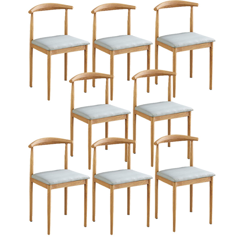 Contemporary Style Metal Kitchen Chairs Set Open Back Side PU Leather Chair Grey 8 Piece Set Natural Wood Clearhalo ' kitchen&dining_furn' 'Dining Chairs' 'Dining Tables & Seating' 'dining_chair' 'furn' 'furn_dining_chair' 'Furniture' 'furniture_dining_chair' 'Kitchen & Dining Furniture' 'kitchen' 3741395