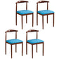 Contemporary Style Metal Kitchen Chairs Set Open Back Side PU Leather Chair Blue 4 Piece Set Walnut Clearhalo ' kitchen&dining_furn' 'Dining Chairs' 'Dining Tables & Seating' 'dining_chair' 'furn' 'furn_dining_chair' 'Furniture' 'furniture_dining_chair' 'Kitchen & Dining Furniture' 'kitchen' 3741396