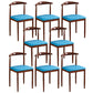 Contemporary Style Metal Kitchen Chairs Set Open Back Side PU Leather Chair Blue 8 Piece Set Walnut Clearhalo ' kitchen&dining_furn' 'Dining Chairs' 'Dining Tables & Seating' 'dining_chair' 'furn' 'furn_dining_chair' 'Furniture' 'furniture_dining_chair' 'Kitchen & Dining Furniture' 'kitchen' 3741397