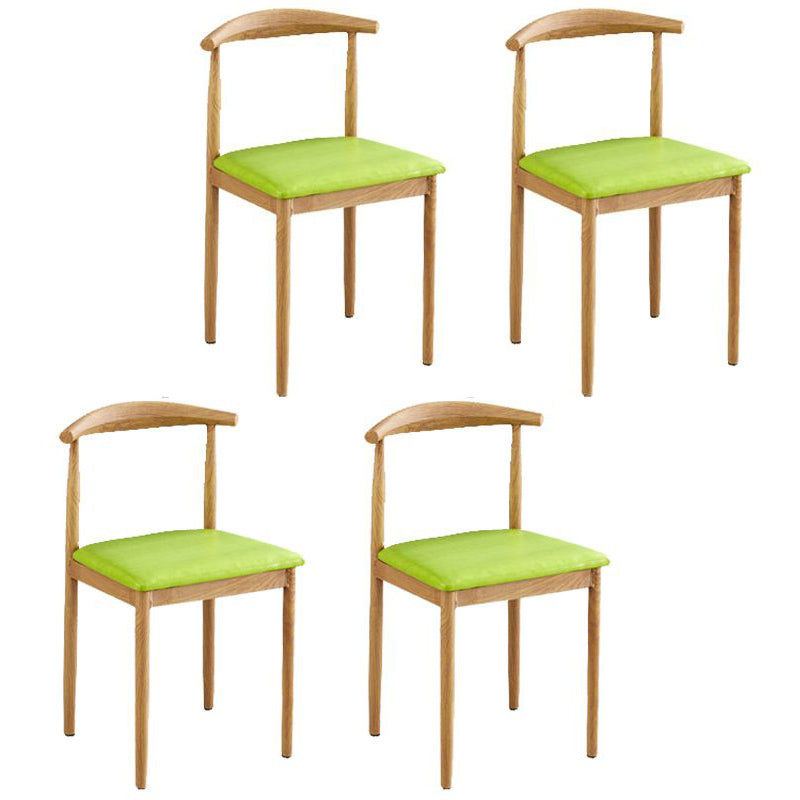 Contemporary Style Metal Kitchen Chairs Set Open Back Side PU Leather Chair Green 4 Piece Set Natural Wood Clearhalo ' kitchen&dining_furn' 'Dining Chairs' 'Dining Tables & Seating' 'dining_chair' 'furn' 'furn_dining_chair' 'Furniture' 'furniture_dining_chair' 'Kitchen & Dining Furniture' 'kitchen' 3741398