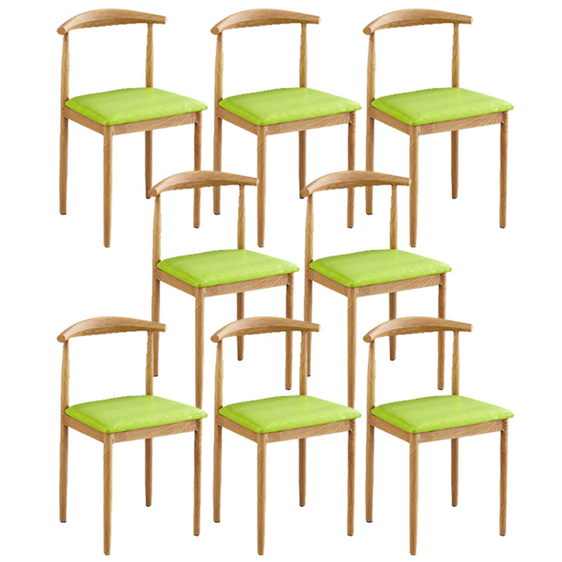 Contemporary Style Metal Kitchen Chairs Set Open Back Side PU Leather Chair Green 8 Piece Set Natural Wood Clearhalo ' kitchen&dining_furn' 'Dining Chairs' 'Dining Tables & Seating' 'dining_chair' 'furn' 'furn_dining_chair' 'Furniture' 'furniture_dining_chair' 'Kitchen & Dining Furniture' 'kitchen' 3741399