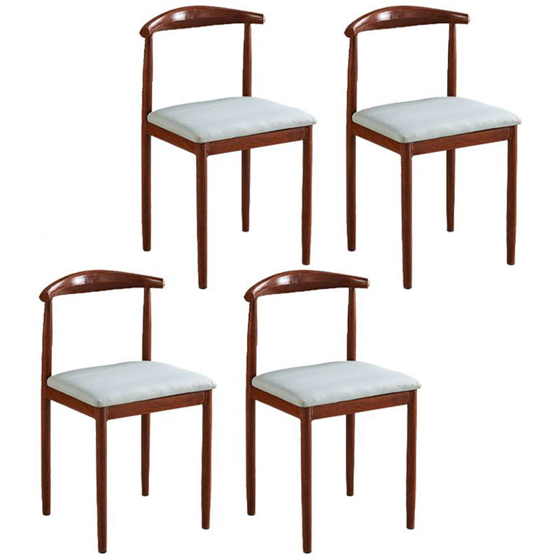 Contemporary Style Metal Kitchen Chairs Set Open Back Side PU Leather Chair Grey 4 Piece Set Walnut Clearhalo ' kitchen&dining_furn' 'Dining Chairs' 'Dining Tables & Seating' 'dining_chair' 'furn' 'furn_dining_chair' 'Furniture' 'furniture_dining_chair' 'Kitchen & Dining Furniture' 'kitchen' 3741400