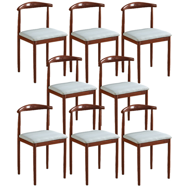 Contemporary Style Metal Kitchen Chairs Set Open Back Side PU Leather Chair Grey 8 Piece Set Walnut Clearhalo ' kitchen&dining_furn' 'Dining Chairs' 'Dining Tables & Seating' 'dining_chair' 'furn' 'furn_dining_chair' 'Furniture' 'furniture_dining_chair' 'Kitchen & Dining Furniture' 'kitchen' 3741401