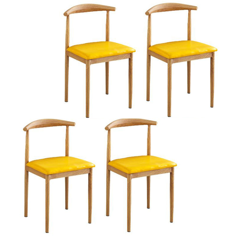 Contemporary Style Metal Kitchen Chairs Set Open Back Side PU Leather Chair Yellow 4 Piece Set Natural Wood Clearhalo ' kitchen&dining_furn' 'Dining Chairs' 'Dining Tables & Seating' 'dining_chair' 'furn' 'furn_dining_chair' 'Furniture' 'furniture_dining_chair' 'Kitchen & Dining Furniture' 'kitchen' 3741402