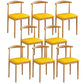 Contemporary Style Metal Kitchen Chairs Set Open Back Side PU Leather Chair Yellow 8 Piece Set Natural Wood Clearhalo ' kitchen&dining_furn' 'Dining Chairs' 'Dining Tables & Seating' 'dining_chair' 'furn' 'furn_dining_chair' 'Furniture' 'furniture_dining_chair' 'Kitchen & Dining Furniture' 'kitchen' 3741403