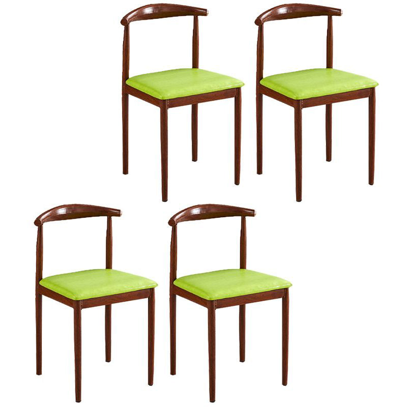 Contemporary Style Metal Kitchen Chairs Set Open Back Side PU Leather Chair Fruit Green 4 Piece Set Walnut Clearhalo ' kitchen&dining_furn' 'Dining Chairs' 'Dining Tables & Seating' 'dining_chair' 'furn' 'furn_dining_chair' 'Furniture' 'furniture_dining_chair' 'Kitchen & Dining Furniture' 'kitchen' 3741404