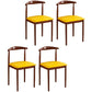 Contemporary Style Metal Kitchen Chairs Set Open Back Side PU Leather Chair Yellow 4 Piece Set Walnut Clearhalo ' kitchen&dining_furn' 'Dining Chairs' 'Dining Tables & Seating' 'dining_chair' 'furn' 'furn_dining_chair' 'Furniture' 'furniture_dining_chair' 'Kitchen & Dining Furniture' 'kitchen' 3741406