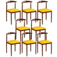 Contemporary Style Metal Kitchen Chairs Set Open Back Side PU Leather Chair Yellow 8 Piece Set Walnut Clearhalo ' kitchen&dining_furn' 'Dining Chairs' 'Dining Tables & Seating' 'dining_chair' 'furn' 'furn_dining_chair' 'Furniture' 'furniture_dining_chair' 'Kitchen & Dining Furniture' 'kitchen' 3741407