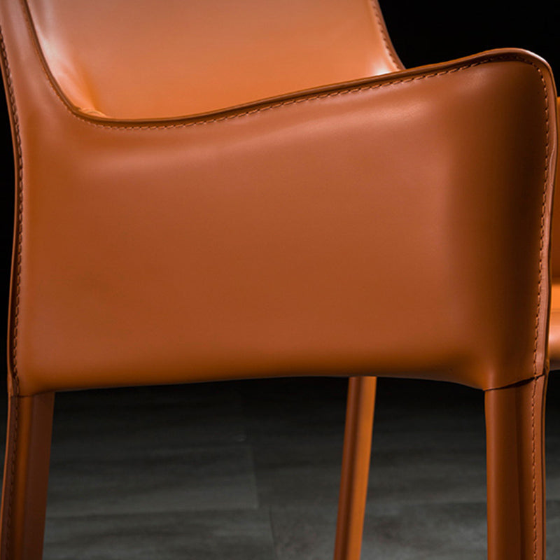 Minimalist Style Leather Dining Chair Solid Back Arm Dining Side Chair for Home Clearhalo ' kitchen&dining_furn' 'Dining Chairs' 'Dining Tables & Seating' 'dining_chair' 'furn' 'furn_dining_chair' 'Furniture' 'furniture_dining_chair' 'Kitchen & Dining Furniture' 'kitchen' 3741415