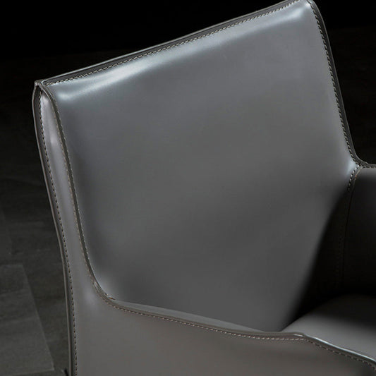 Minimalist Style Leather Dining Chair Solid Back Arm Dining Side Chair for Home Clearhalo ' kitchen&dining_furn' 'Dining Chairs' 'Dining Tables & Seating' 'dining_chair' 'furn' 'furn_dining_chair' 'Furniture' 'furniture_dining_chair' 'Kitchen & Dining Furniture' 'kitchen' 3741417