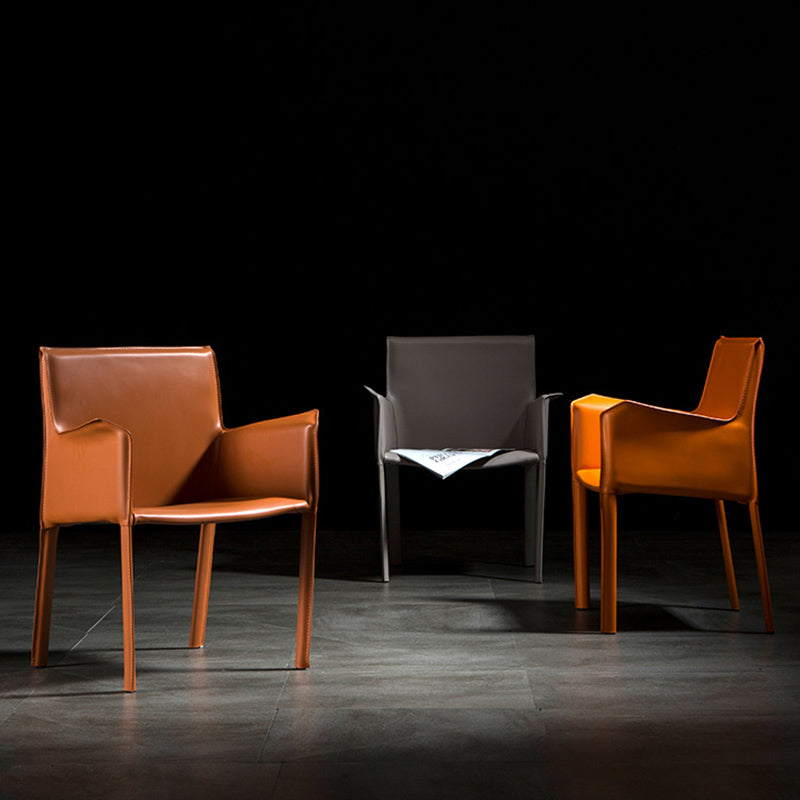 Minimalist Style Leather Dining Chair Solid Back Arm Dining Side Chair for Home Clearhalo ' kitchen&dining_furn' 'Dining Chairs' 'Dining Tables & Seating' 'dining_chair' 'furn' 'furn_dining_chair' 'Furniture' 'furniture_dining_chair' 'Kitchen & Dining Furniture' 'kitchen' 3741422
