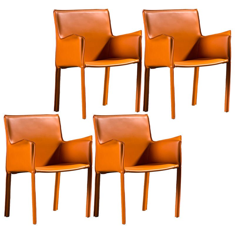 Minimalist Style Leather Dining Chair Solid Back Arm Dining Side Chair for Home Clearhalo ' kitchen&dining_furn' 'Dining Chairs' 'Dining Tables & Seating' 'dining_chair' 'furn' 'furn_dining_chair' 'Furniture' 'furniture_dining_chair' 'Kitchen & Dining Furniture' 'kitchen' 3741425