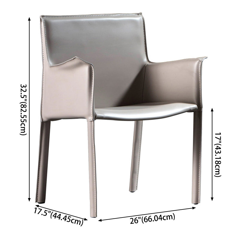 Minimalist Style Leather Dining Chair Solid Back Arm Dining Side Chair for Home Clearhalo ' kitchen&dining_furn' 'Dining Chairs' 'Dining Tables & Seating' 'dining_chair' 'furn' 'furn_dining_chair' 'Furniture' 'furniture_dining_chair' 'Kitchen & Dining Furniture' 'kitchen' 3741426