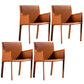 Minimalist Style Leather Dining Chair Solid Back Arm Dining Side Chair for Home Orange 4 Piece Set Clearhalo ' kitchen&dining_furn' 'Dining Chairs' 'Dining Tables & Seating' 'dining_chair' 'furn' 'furn_dining_chair' 'Furniture' 'furniture_dining_chair' 'Kitchen & Dining Furniture' 'kitchen' 3741429
