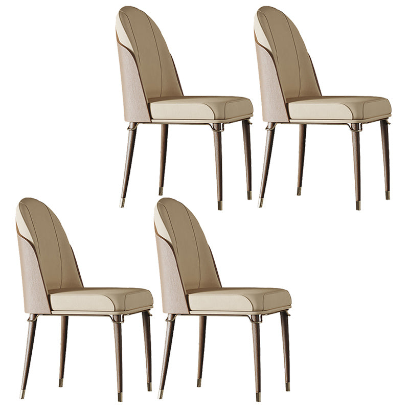 Contemporary Style Ash Wood Chairs Solid Back Side Dining Kitchen Chair Set Beige 4 Piece Set Walnut Clearhalo ' kitchen&dining_furn' 'Dining Chairs' 'Dining Tables & Seating' 'dining_chair' 'furn' 'furn_dining_chair' 'Furniture' 'furniture_dining_chair' 'Kitchen & Dining Furniture' 'kitchen' 3741449