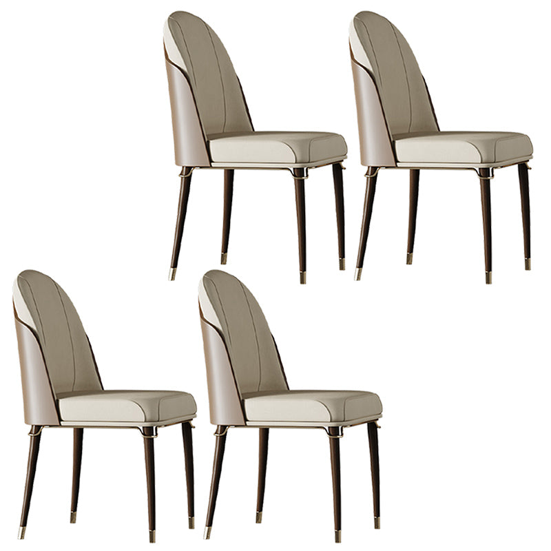 Contemporary Style Ash Wood Chairs Solid Back Side Dining Kitchen Chair Set Off-White 4 Piece Set Walnut Clearhalo ' kitchen&dining_furn' 'Dining Chairs' 'Dining Tables & Seating' 'dining_chair' 'furn' 'furn_dining_chair' 'Furniture' 'furniture_dining_chair' 'Kitchen & Dining Furniture' 'kitchen' 3741455
