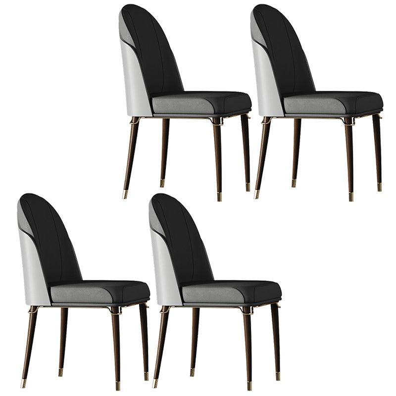 Contemporary Style Ash Wood Chairs Solid Back Side Dining Kitchen Chair Set Dark Gray 4 Piece Set Walnut Clearhalo ' kitchen&dining_furn' 'Dining Chairs' 'Dining Tables & Seating' 'dining_chair' 'furn' 'furn_dining_chair' 'Furniture' 'furniture_dining_chair' 'Kitchen & Dining Furniture' 'kitchen' 3741461