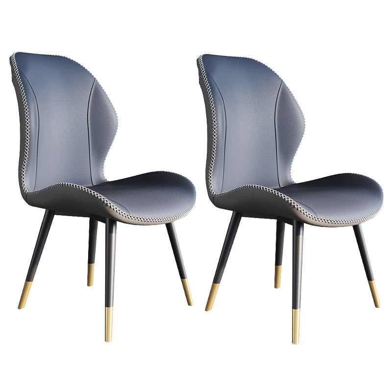 Scandinavian Style Wingback Side Chair Leather Dining Armless Chairs for Kitchen Blue 2 Piece Set Clearhalo ' kitchen&dining_furn' 'Dining Chairs' 'Dining Tables & Seating' 'dining_chair' 'furn' 'furn_dining_chair' 'Furniture' 'furniture_dining_chair' 'Kitchen & Dining Furniture' 'kitchen' 3741465